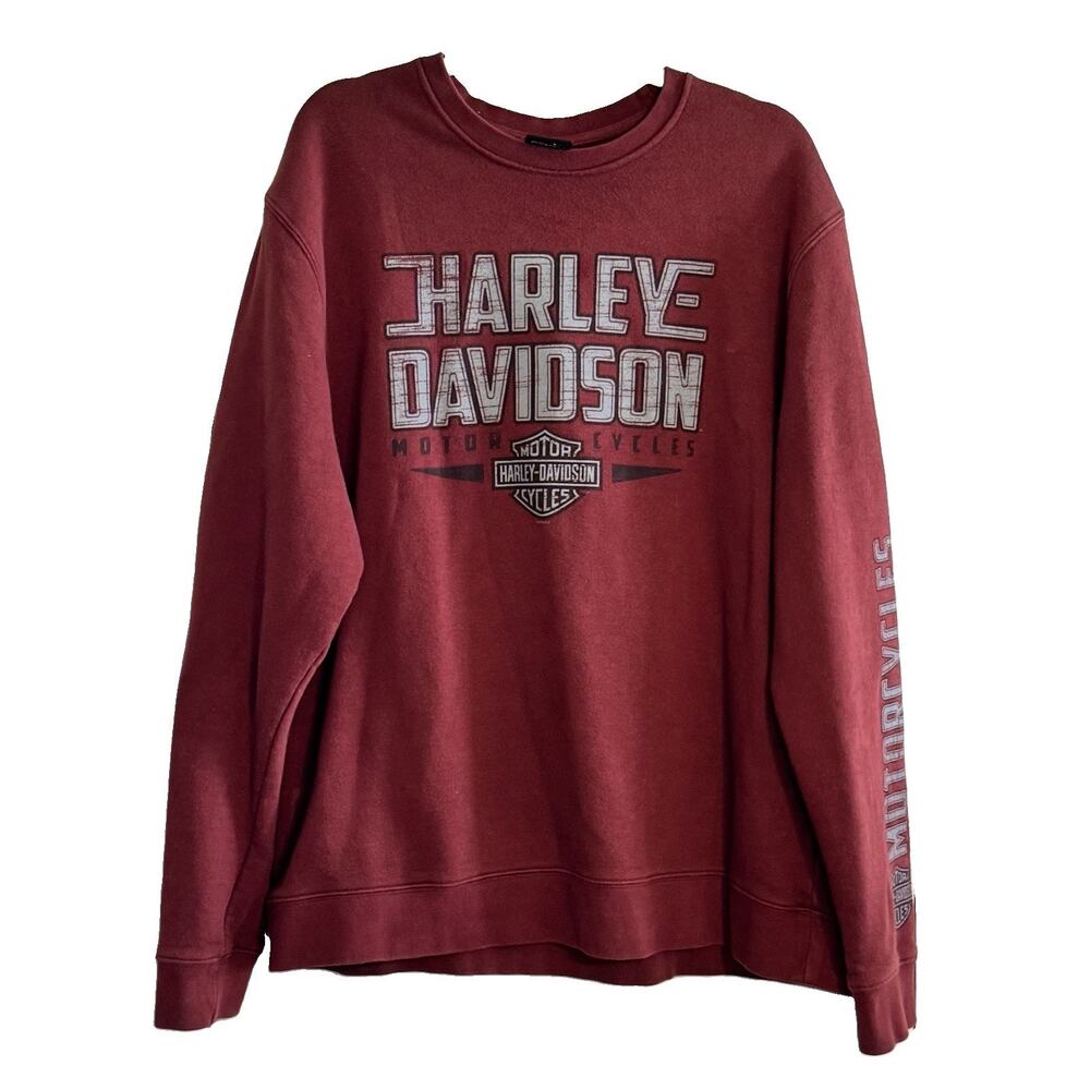 Harley Davidson Mens 2X Sweatshirt Motorcycles Bald Eagle Marquette MI Maroon